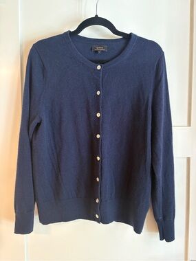 Quince Women's Mongolian Cashmere Navy Button Cardigan Sweater